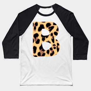 Letter B Initial Cheetah Monogram Sticker Baseball T-Shirt
